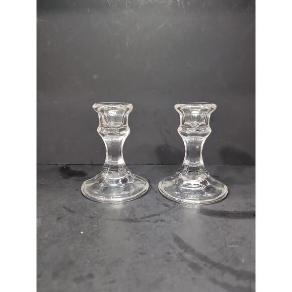 Glass Candlesticks Set, Single Light Candle Holders,‎ Home Decor, Pair - Picture 2 of 8